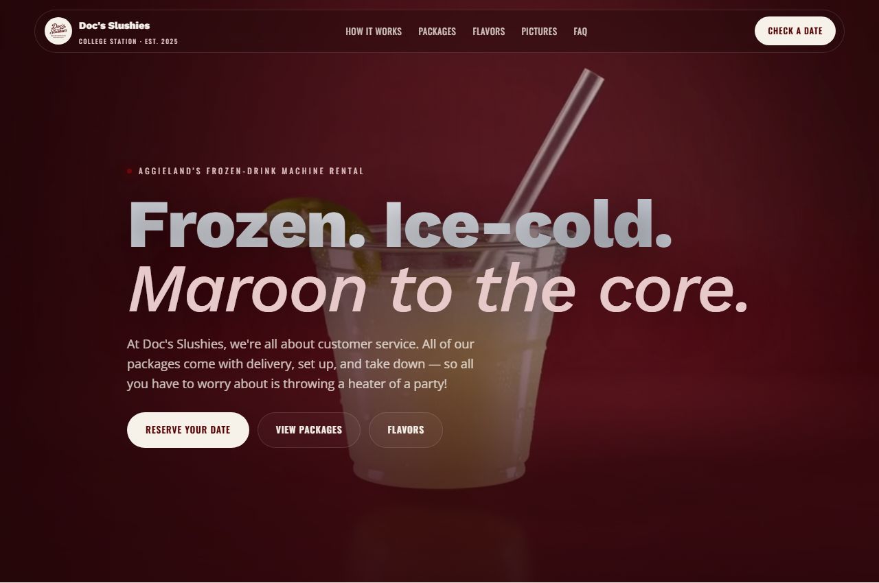 Doc's Slushies website